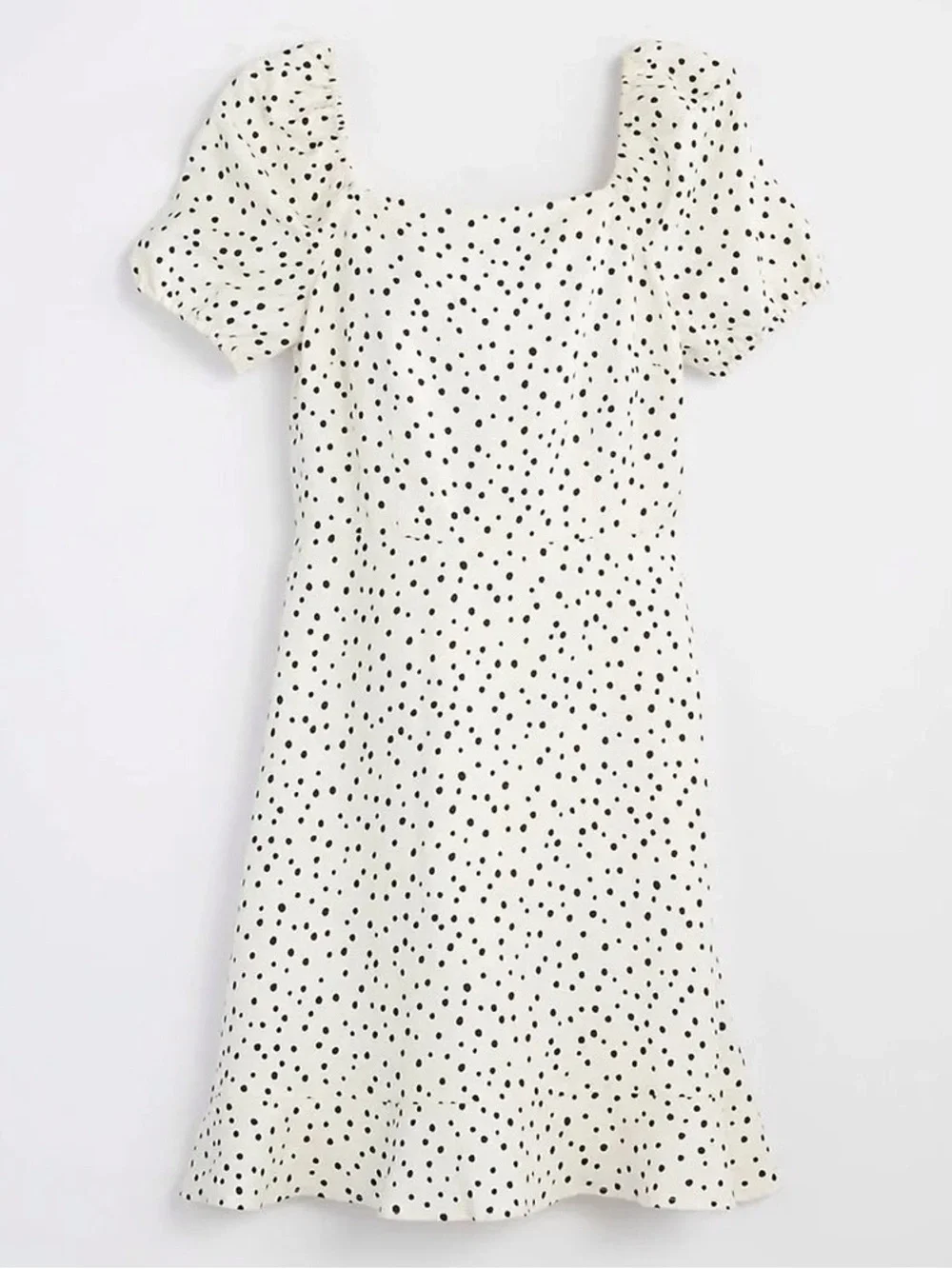 Girls' Cream Polka Dot Puff Sleeve Dress
